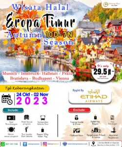 Paket Wisata Eropa Timur Autumn Season 10D9N 7 Kota 5 Negara (Munich, Innsbruck, Hallstatt, Praha, Bratislava, Budhapest, Vienna)