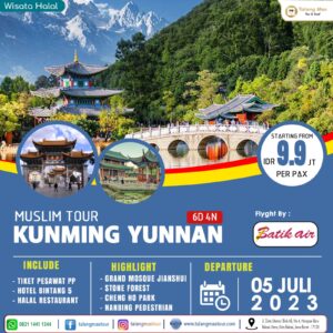 Paket Wisata Halal Muslim Tour Kunming Yunnan 6D4N Juli 2023