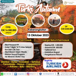 Paket Wisata Halal Turki Autumn Oktober 2023