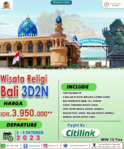 Paket Wisata Religi Bali 3D2N Oktober 2023