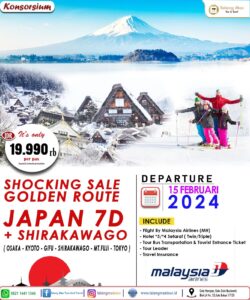 Paket Wisata Shocking Sale Golden Route Japan 7D Plus Shirakawago Februari 2024
