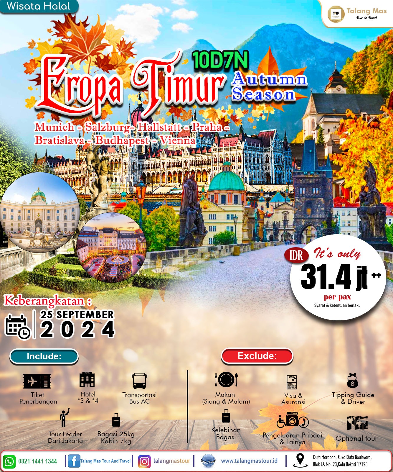 Paket Wisata Halal Eropa Timur Autumn Season 10D7N September 2024