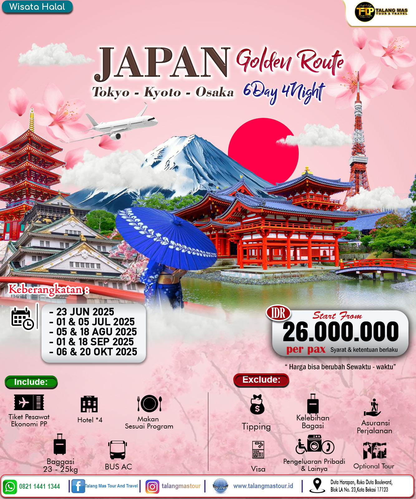 Wisata Halal Jepang 6 Hari: Jelajah Golden Route Bareng Talang Mas Tour