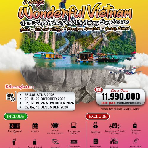 Paket Wisata Vietnam 5 Hari 4 Malam | Hanoi Sapa Fansipan & Halong Bay 2026