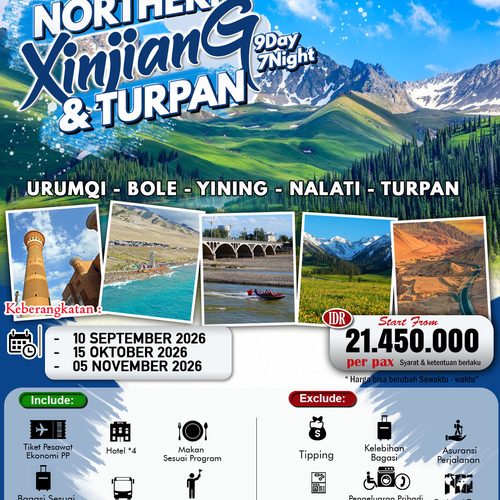 Wisata Halal Northern Xinjiang & Turpan 9D7N