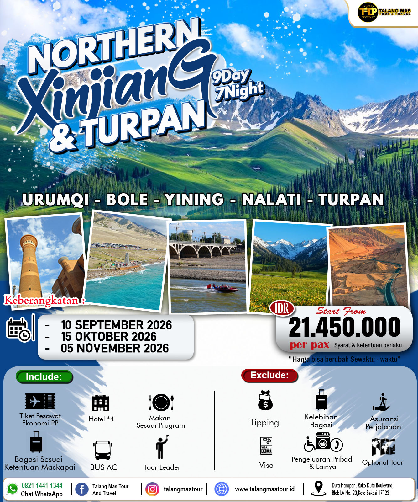 Wisata Halal Northern Xinjiang & Turpan 9D7N